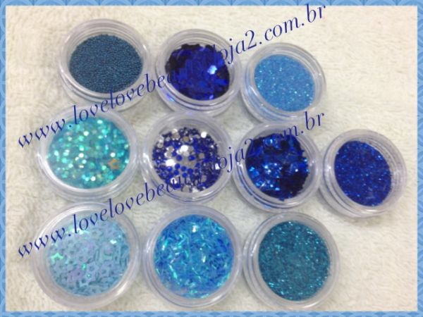 Kit para Decoração de Unha - Cor Azul