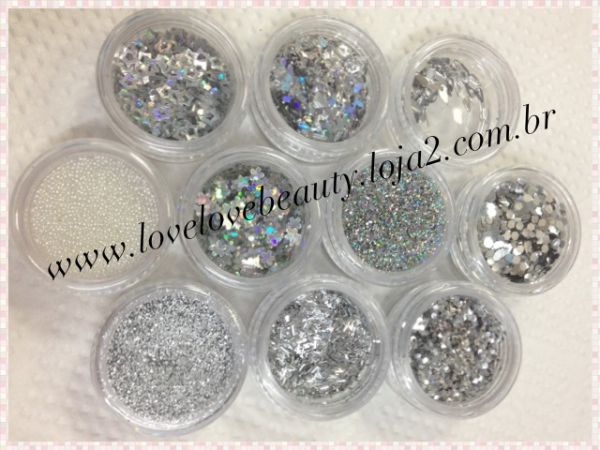 Kit para Decoração de Unha - Cor Prata